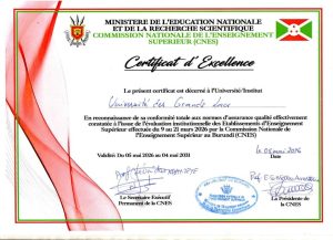 Certification d’Excellence pour l’Université des Grands Lacs